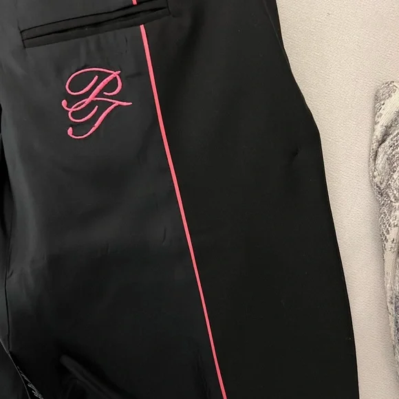 Pink Tartan Wool Sleeve Blazer with Faux Leather Accents - Size 4/34 - Picture 2 of 5